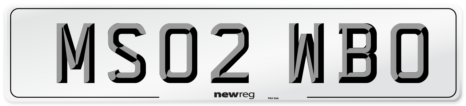 MS02 WBO Number Plate from New Reg